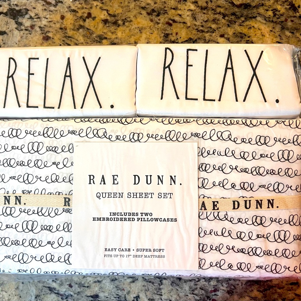 Rae Dunn Queen Sheet Set Rare 2021 Collection